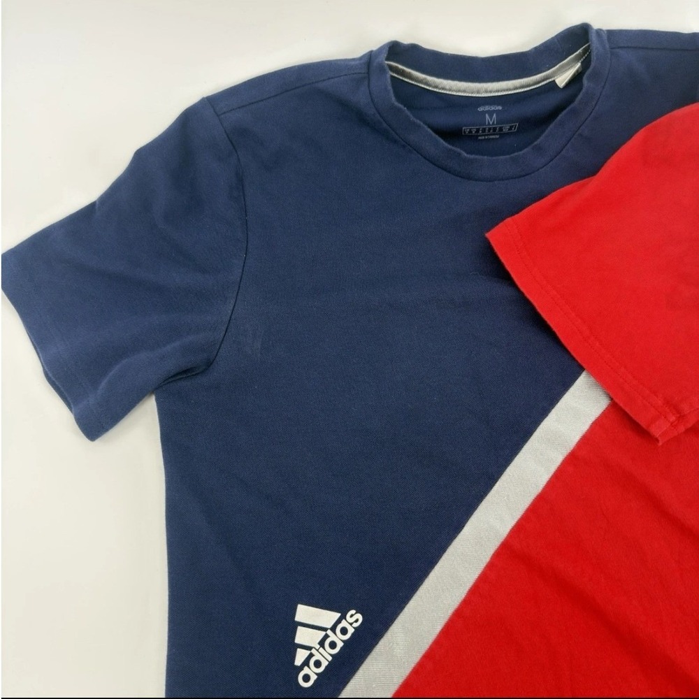 Adidas Tango Mens Colorblock T-Shirt Navy Red Silver‎ Reflective Stripe Size M